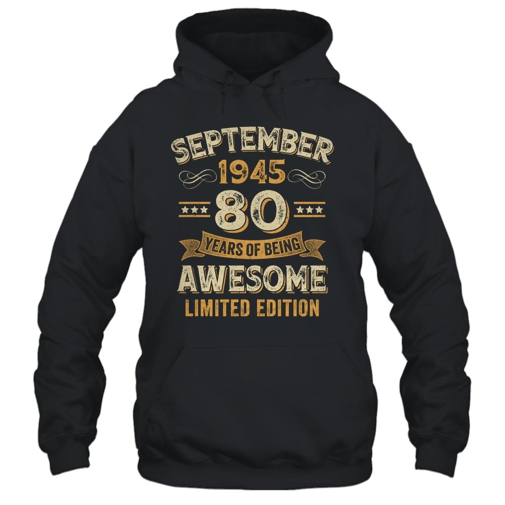 80 Years Awesome Vintage September 1945 80th Birthday Shirt & Hoodie | siriusteestore
