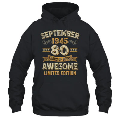 80 Years Awesome Vintage September 1945 80th Birthday Shirt & Hoodie | siriusteestore