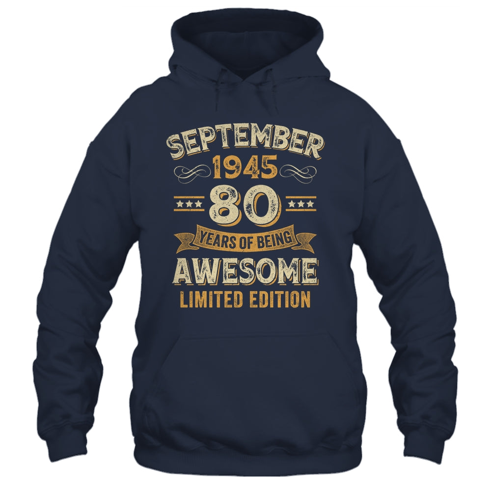 80 Years Awesome Vintage September 1945 80th Birthday Shirt & Hoodie | siriusteestore