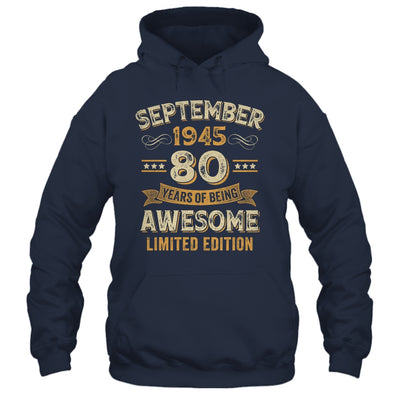 80 Years Awesome Vintage September 1945 80th Birthday Shirt & Hoodie | siriusteestore