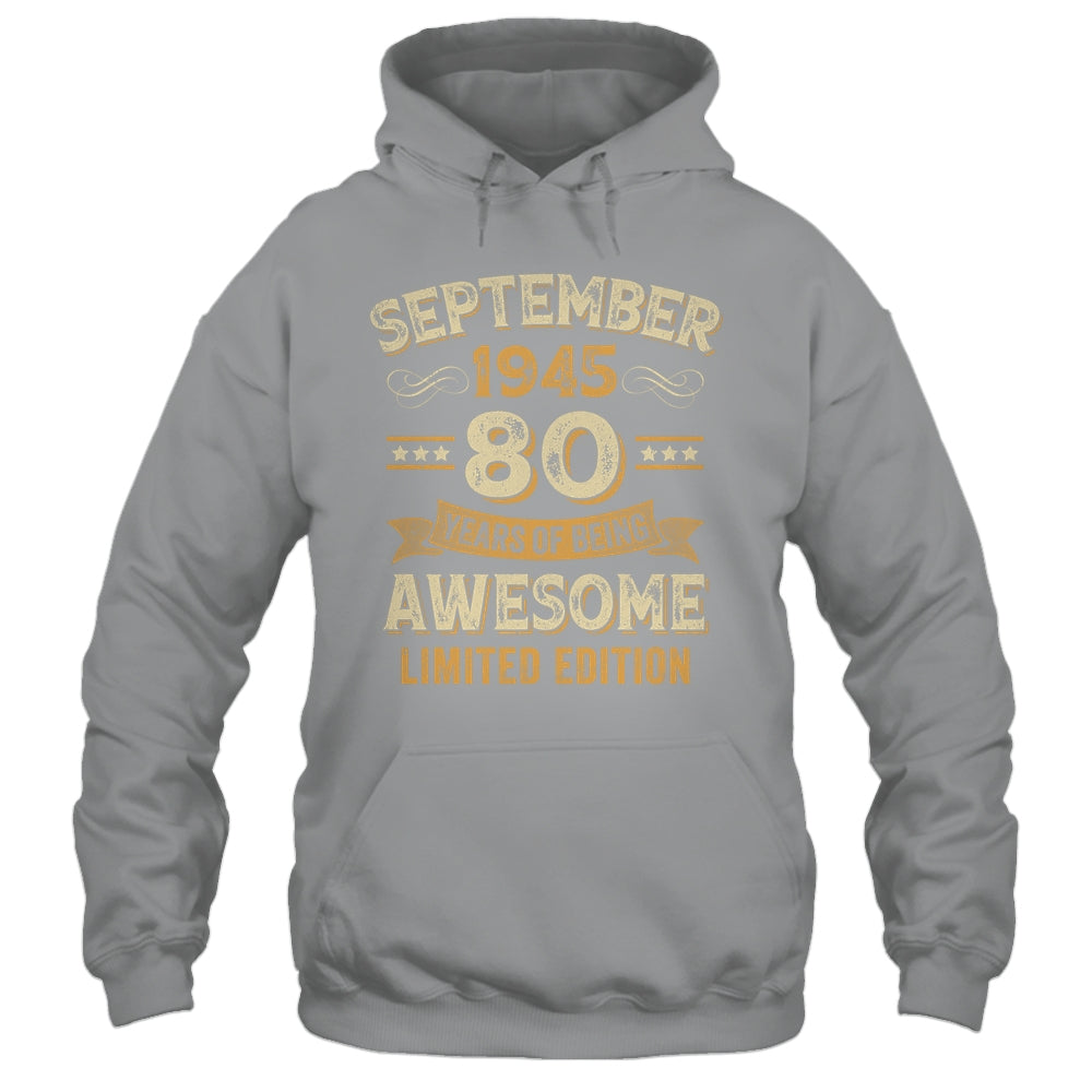 80 Years Awesome Vintage September 1945 80th Birthday Shirt & Hoodie | siriusteestore