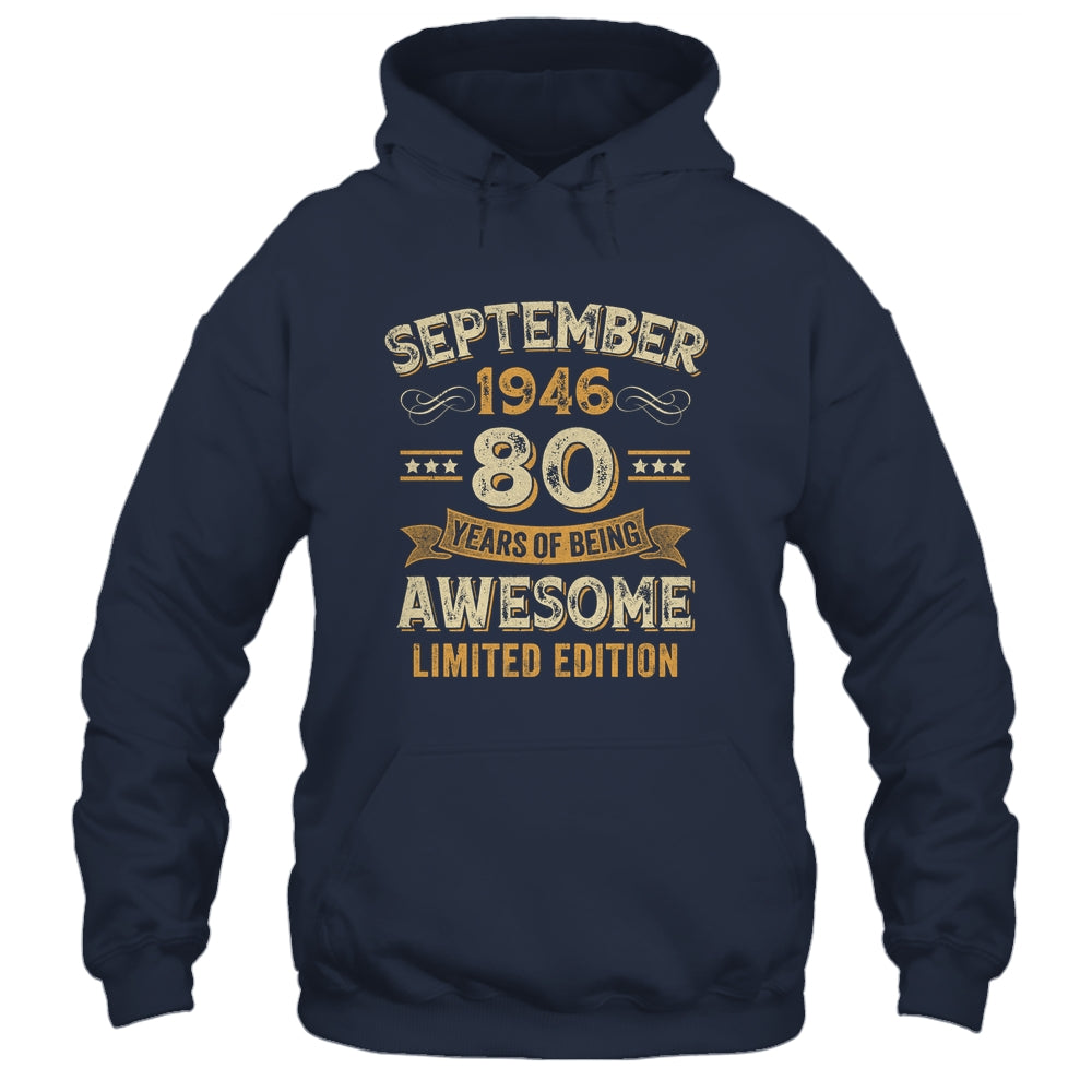 80 Years Awesome Vintage September 1946 80th Birthday Shirt & Hoodie | siriusteestore