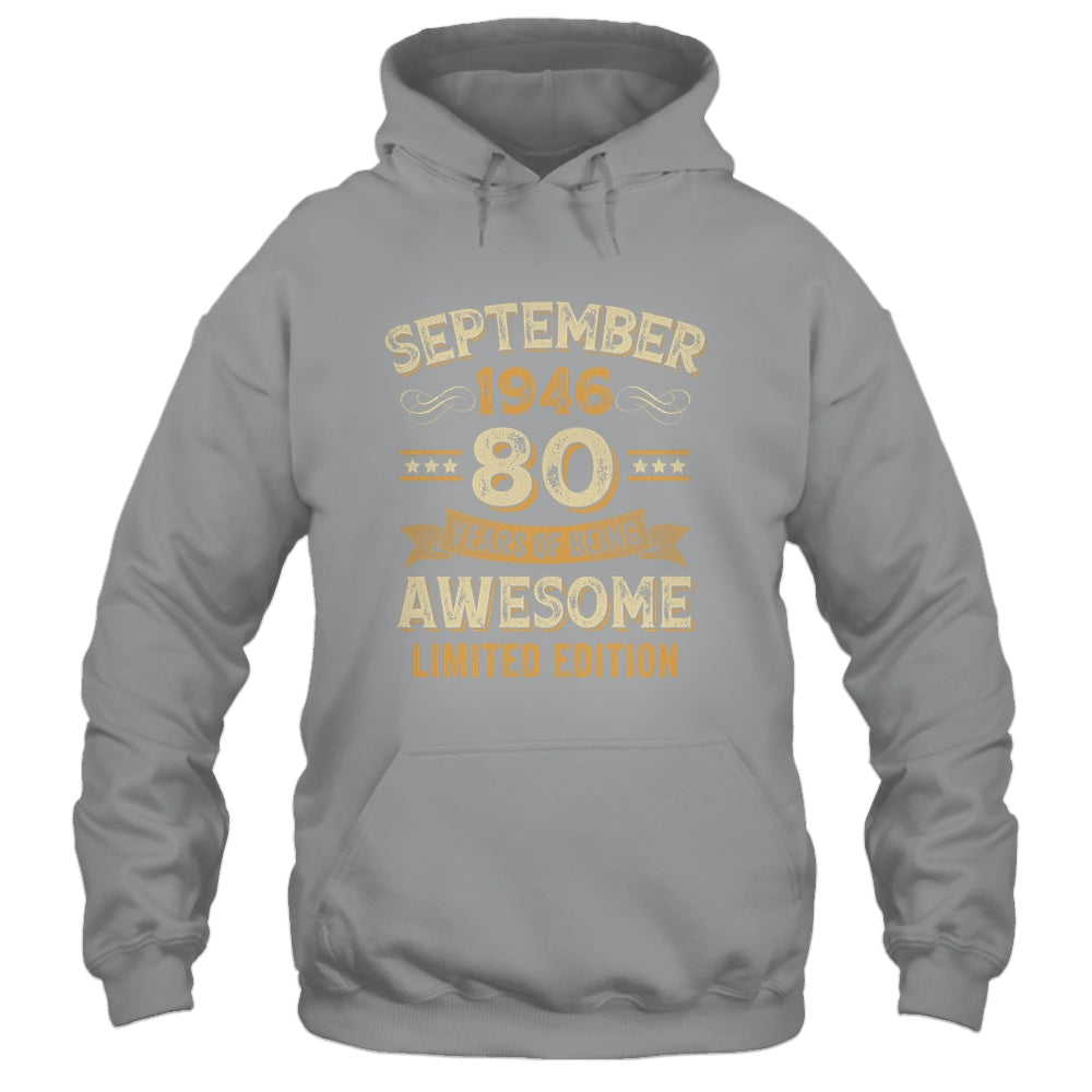 80 Years Awesome Vintage September 1946 80th Birthday Shirt & Hoodie | siriusteestore