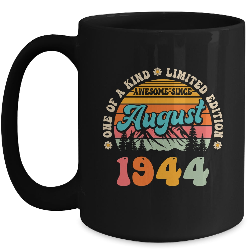 80 Years Old Awesome Since August 1944 80th Birthday Groovy Mug | siriusteestore
