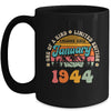 80 Years Old Awesome Since January 1944 80th Birthday Groovy Mug | siriusteestore