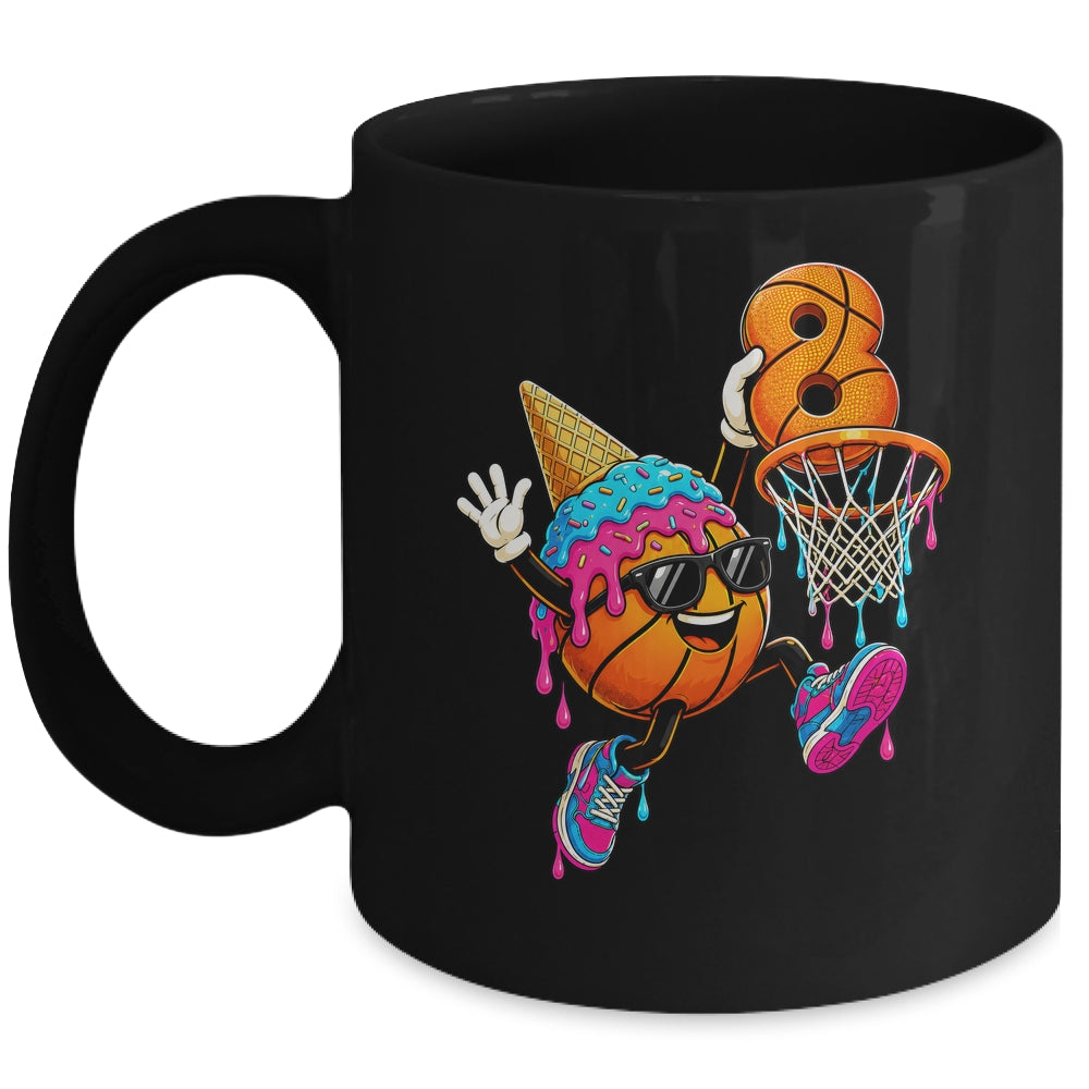 8Th Birthday Basketball Drip Ice Cream 8 Years Old Boys Kids Mug | siriusteestore