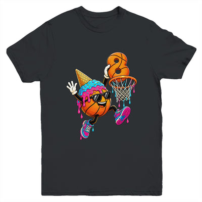 8Th Birthday Basketball Drip Ice Cream 8 Years Old Boys Kids Youth Shirt | siriusteestore