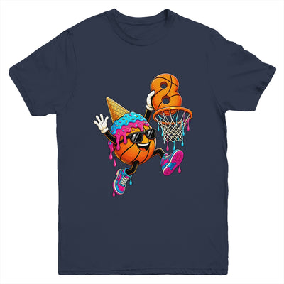 8Th Birthday Basketball Drip Ice Cream 8 Years Old Boys Kids Youth Shirt | siriusteestore