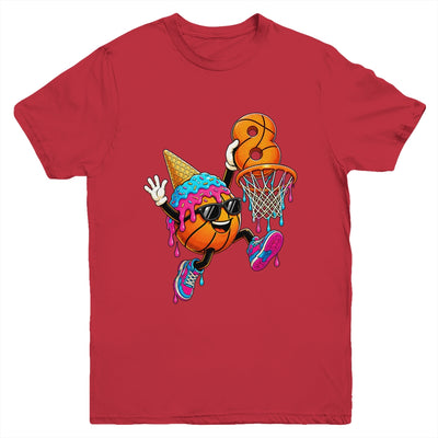 8Th Birthday Basketball Drip Ice Cream 8 Years Old Boys Kids Youth Shirt | siriusteestore