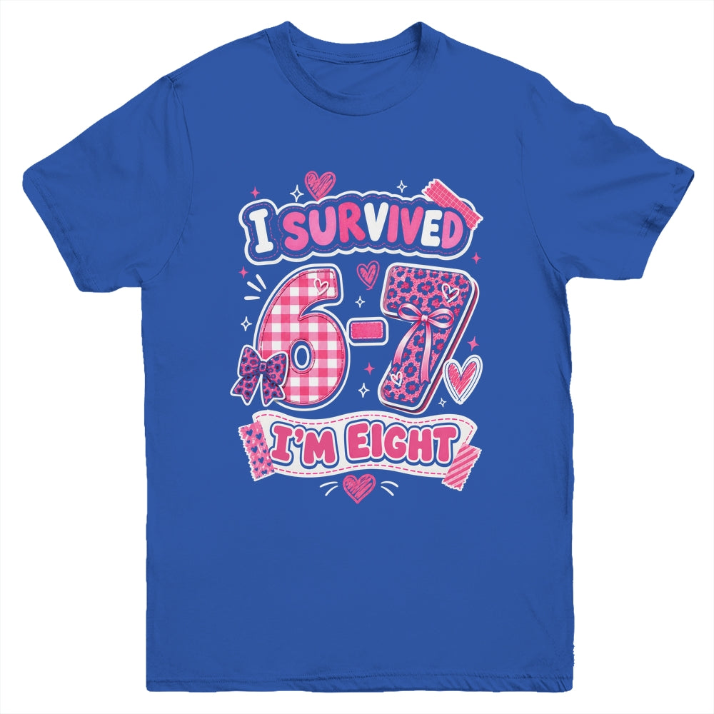8Th Birthday I Survived 6 7 Now I’m 8 Girls Birthday Youth Shirt | siriusteestore
