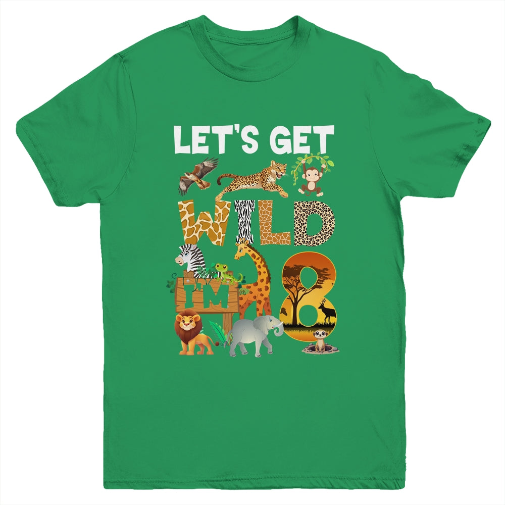 8 Year Old Zoo Birthday Safari Jungle Animal 8th Bday Youth Shirt | siriusteestore