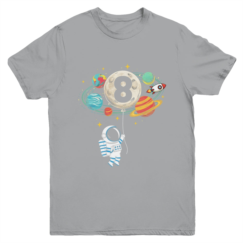 8 Years Old Birthday Boy Astronaut Space 8th Birthday Youth Shirt | siriusteestore