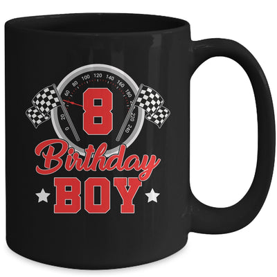 8th Birthday Boy Race Car Birthday Racing Car Flag Mug | siriusteestore