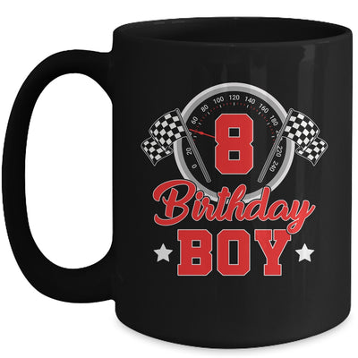 8th Birthday Boy Race Car Birthday Racing Car Flag Mug | siriusteestore