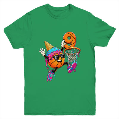 9Th Birthday Basketball Drip Ice Cream 9 Years Old Boys Kids Youth Shirt | siriusteestore