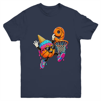 9Th Birthday Basketball Drip Ice Cream 9 Years Old Boys Kids Youth Shirt | siriusteestore