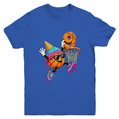 9Th Birthday Basketball Drip Ice Cream 9 Years Old Boys Kids Youth Shirt | siriusteestore