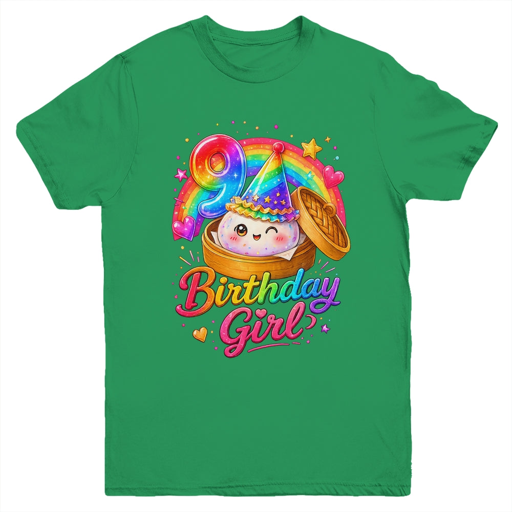 9Th Birthday Girl Dumpling Kawaii Pastel Anime 9 Years Old Youth Shirt | siriusteestore