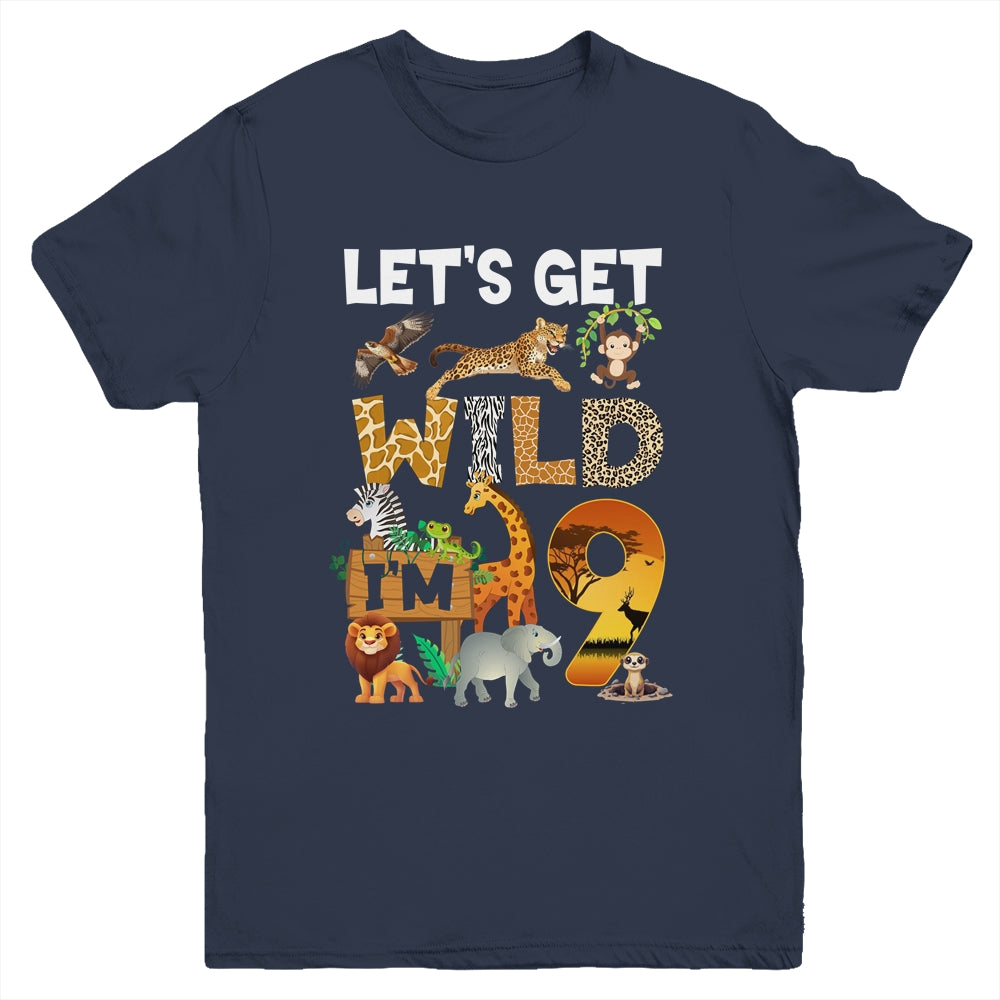 9 Year Old Zoo Birthday Safari Jungle Animal 9th Bday Youth Shirt | siriusteestore