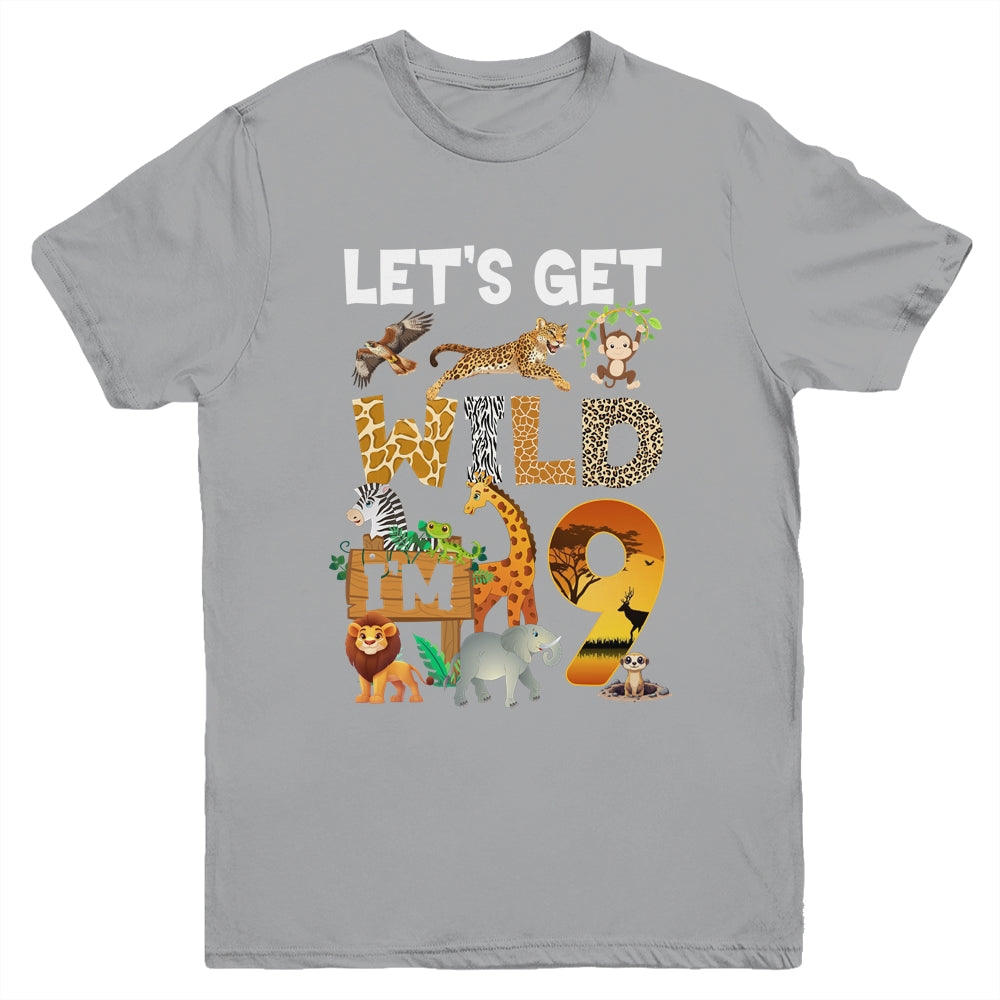 9 Year Old Zoo Birthday Safari Jungle Animal 9th Bday Youth Shirt | siriusteestore