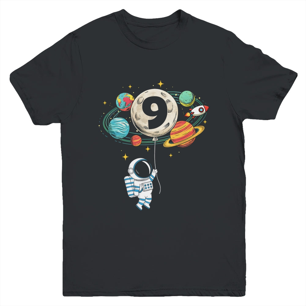 9 Years Old Birthday Boy Astronaut Space 9th Birthday Youth Shirt | siriusteestore