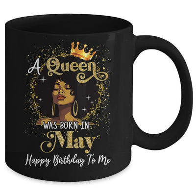A Queen Was Born In May Black Girl Birthday Afro Woman Mug | siriusteestore