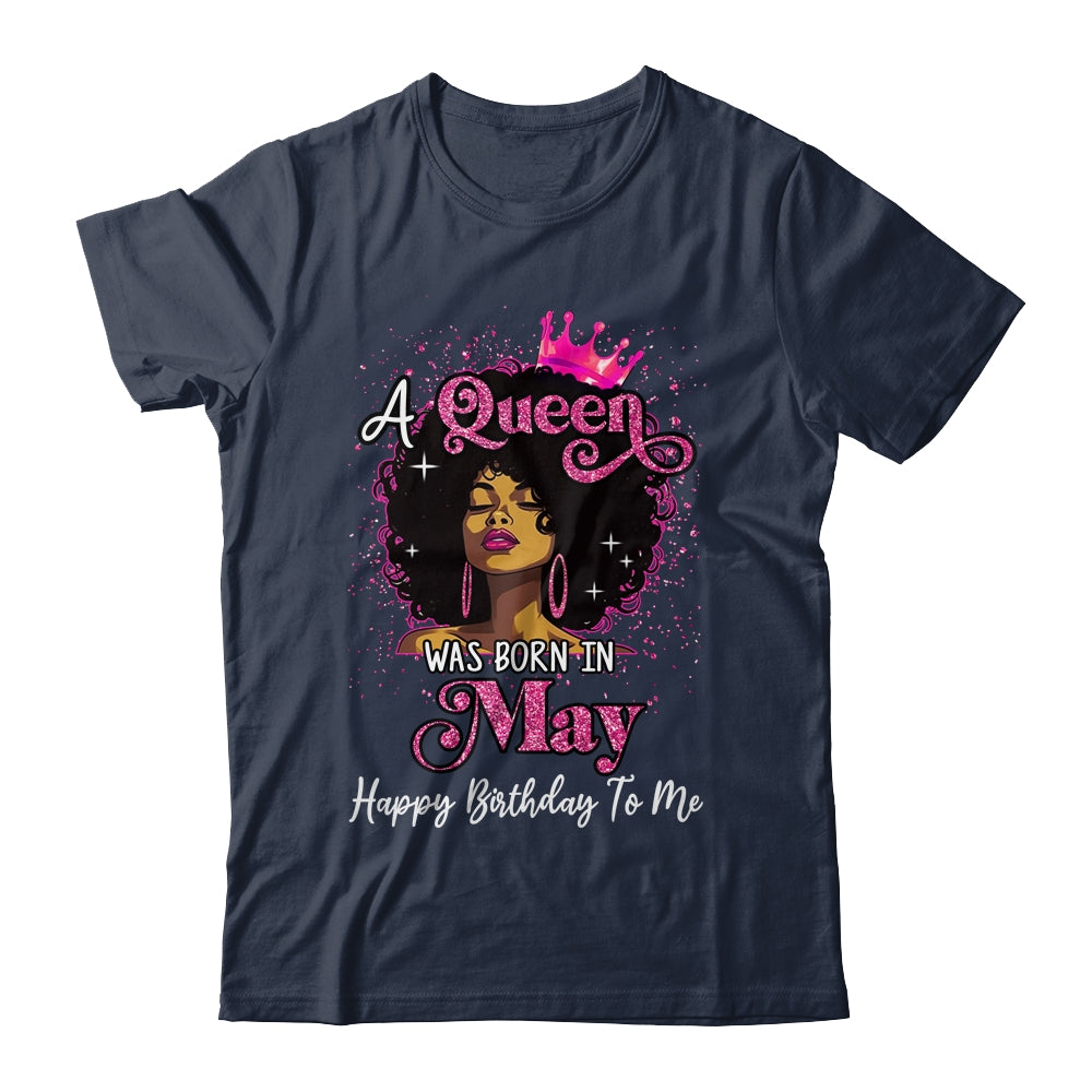 A Queen Was Born In May Black Girl Birthday Afro Women Shirt & Tank Top | siriusteestore