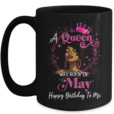 A Queen Was Born In May Black Girl Birthday Afro Women Mug | siriusteestore