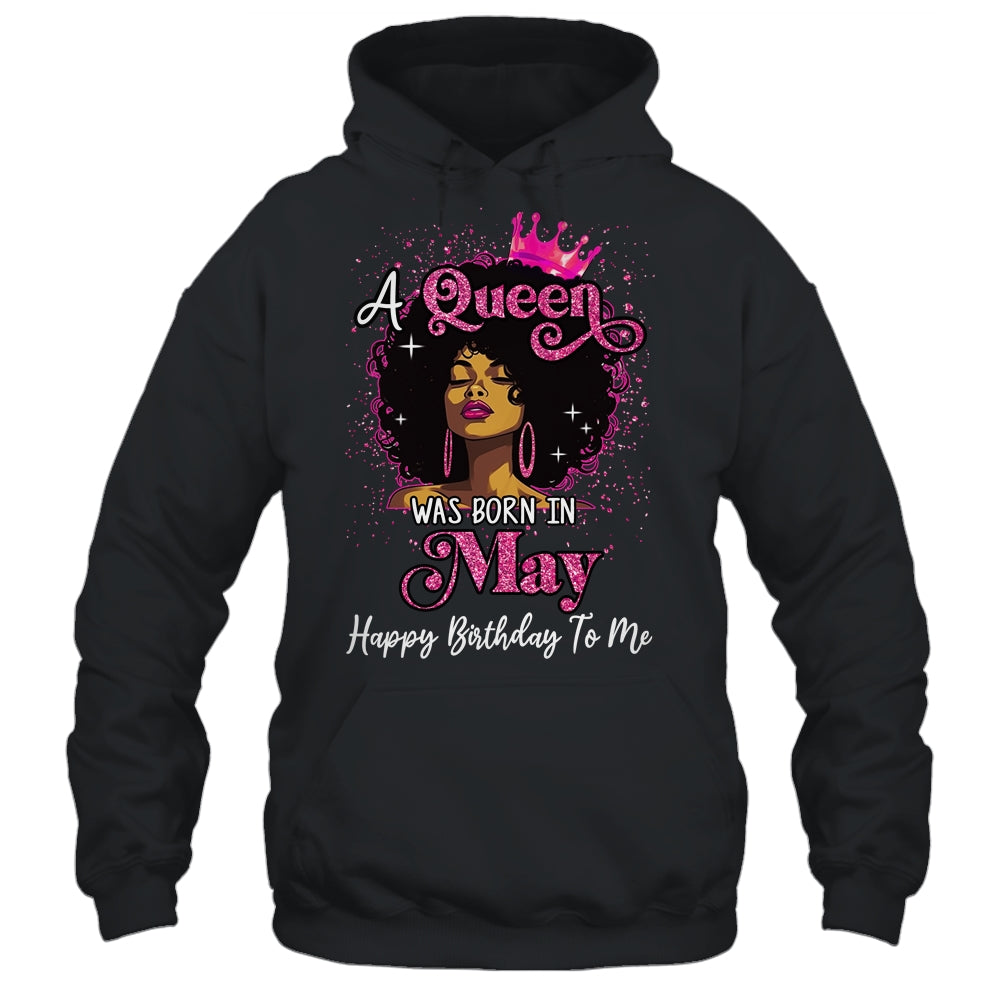 A Queen Was Born In May Black Girl Birthday Afro Women Shirt & Tank Top | siriusteestore