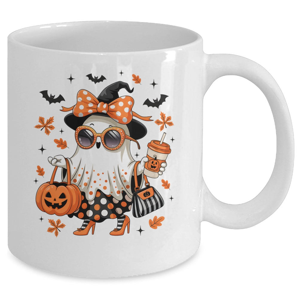 About Cute Funny Ghost Pumpkin Halloween Bow Funny Mug | siriusteestore