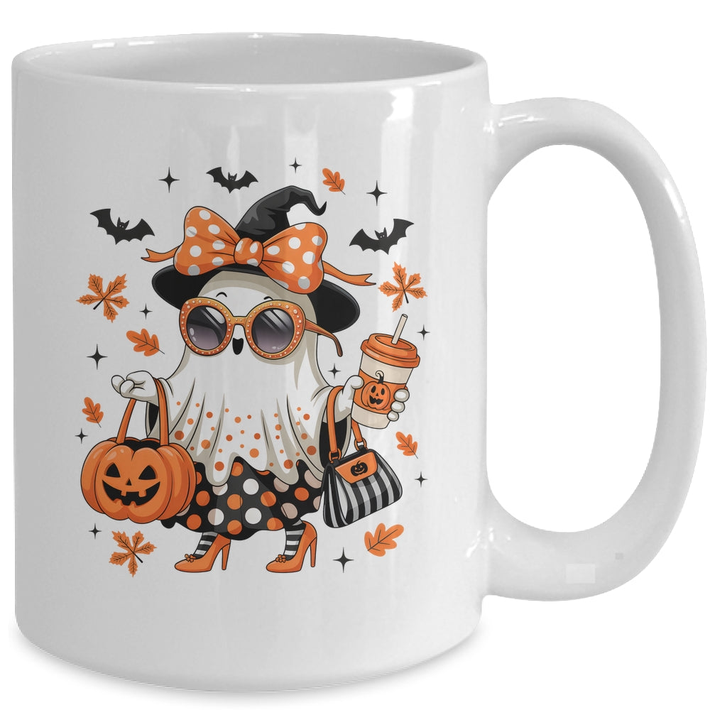 About Cute Funny Ghost Pumpkin Halloween Bow Funny Mug | siriusteestore