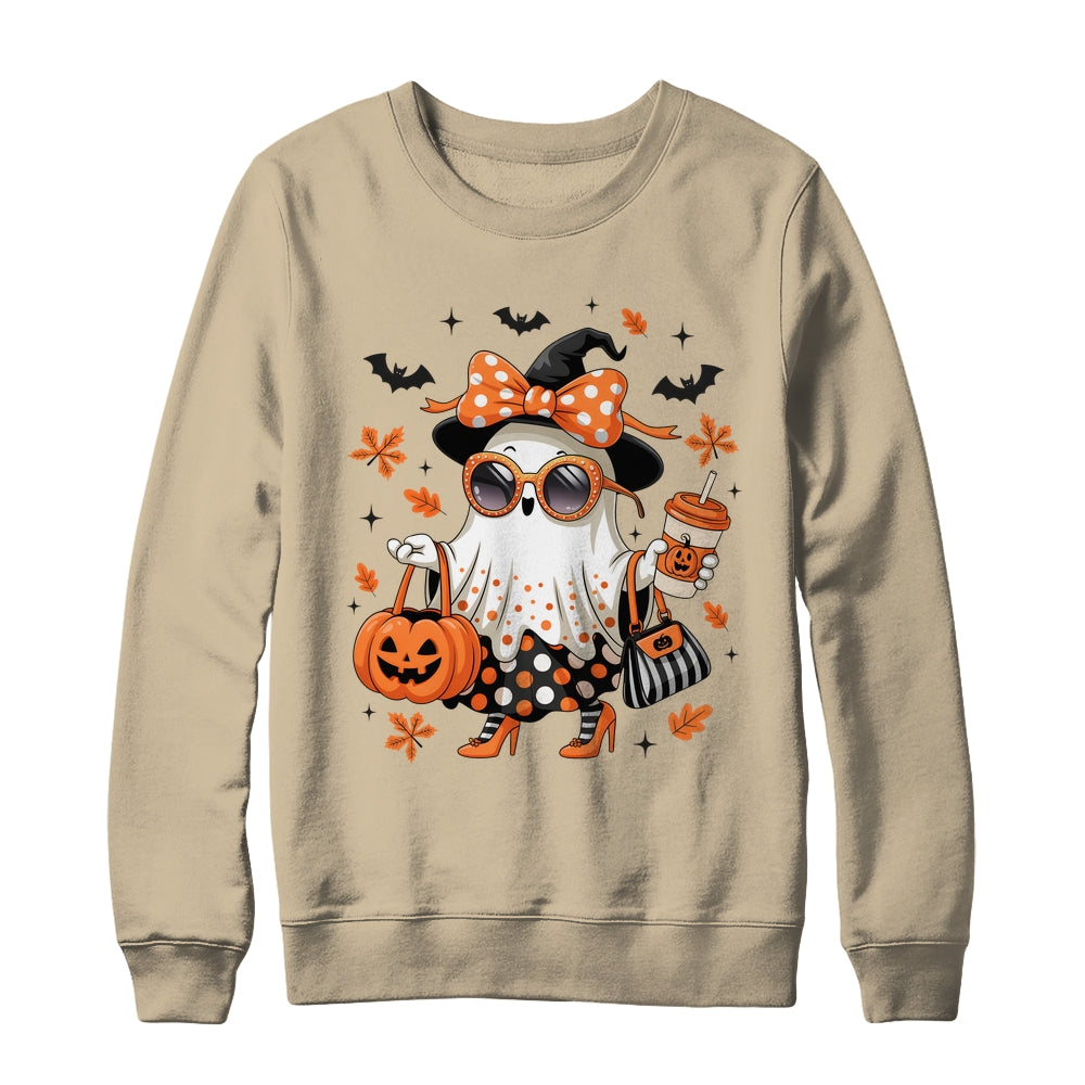 About Cute Funny Ghost Pumpkin Halloween Bow Funny Shirt & Sweatshirt | siriusteestore