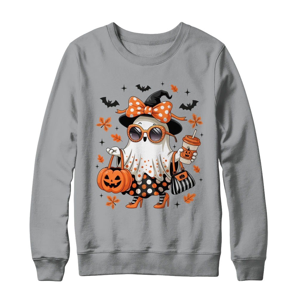 About Cute Funny Ghost Pumpkin Halloween Bow Funny Shirt & Sweatshirt | siriusteestore