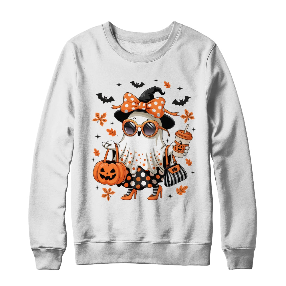 About Cute Funny Ghost Pumpkin Halloween Bow Funny Shirt & Sweatshirt | siriusteestore