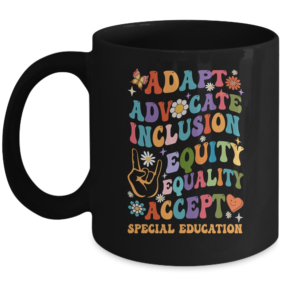 Accept Adapt Advocate Inclusion Equity Equality Teacher Mug | siriusteestore