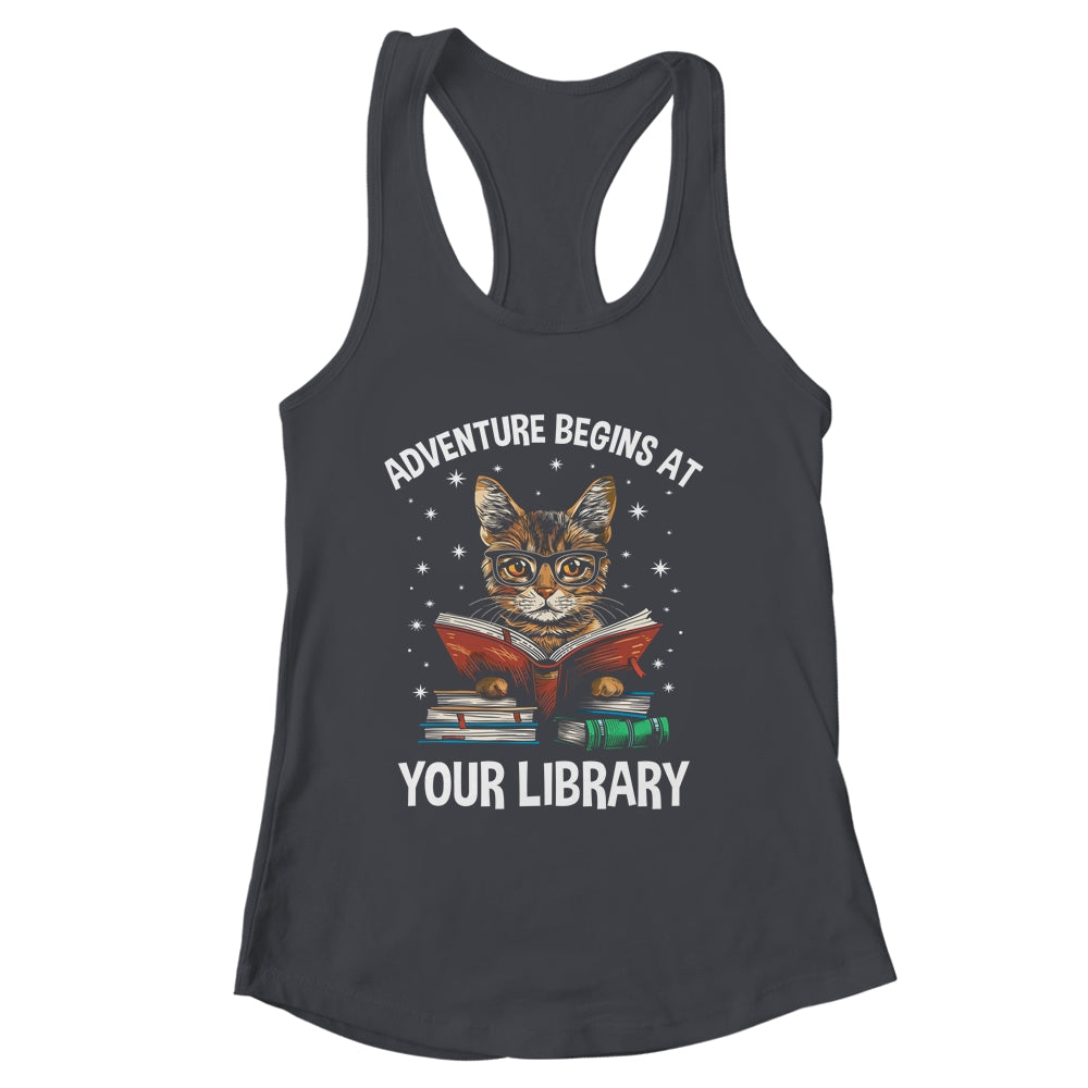 Adventure Begins At Your Library Summer Reading 2024 Cat Shirt & Tank Top | siriusteestore