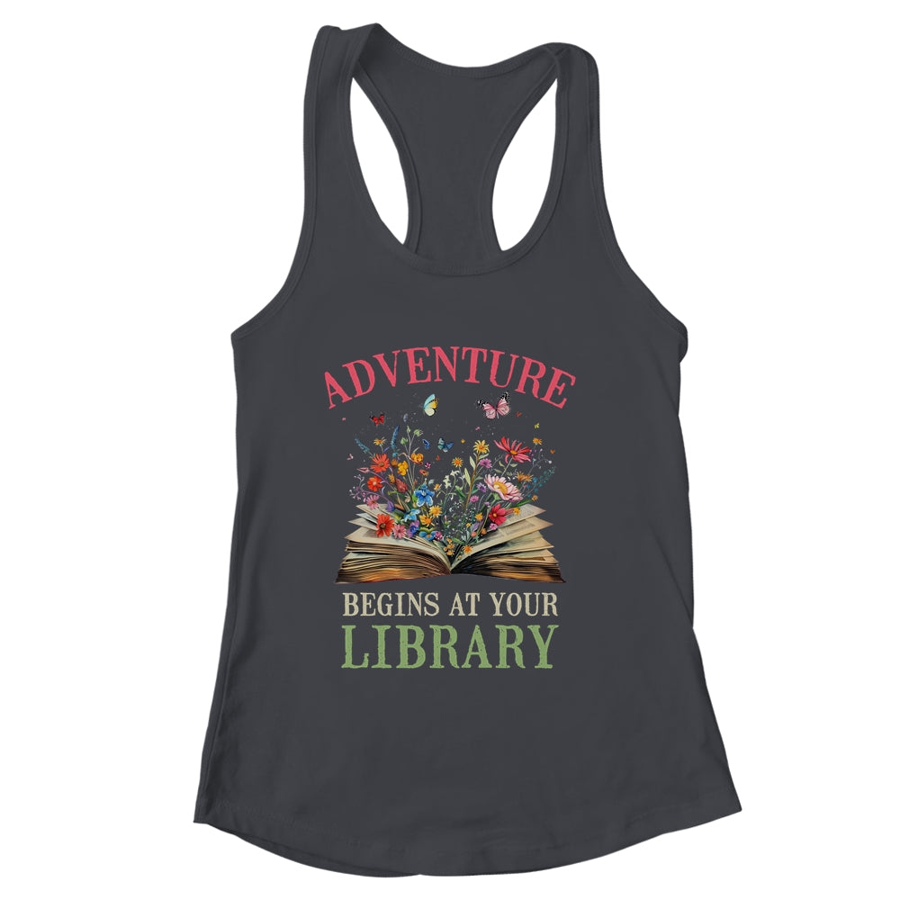 Adventure Begins At Your Library Summer Reading 2024 Flowers Shirt & Tank Top | siriusteestore