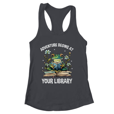 Adventure Begins At Your Library Summer Reading 2024 Frog Shirt & Tank Top | siriusteestore