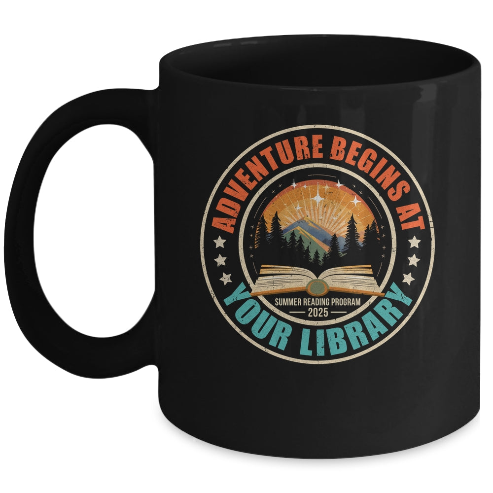 Adventure Begins Library Summer Reading Program 2025 Retro Mug | siriusteestore