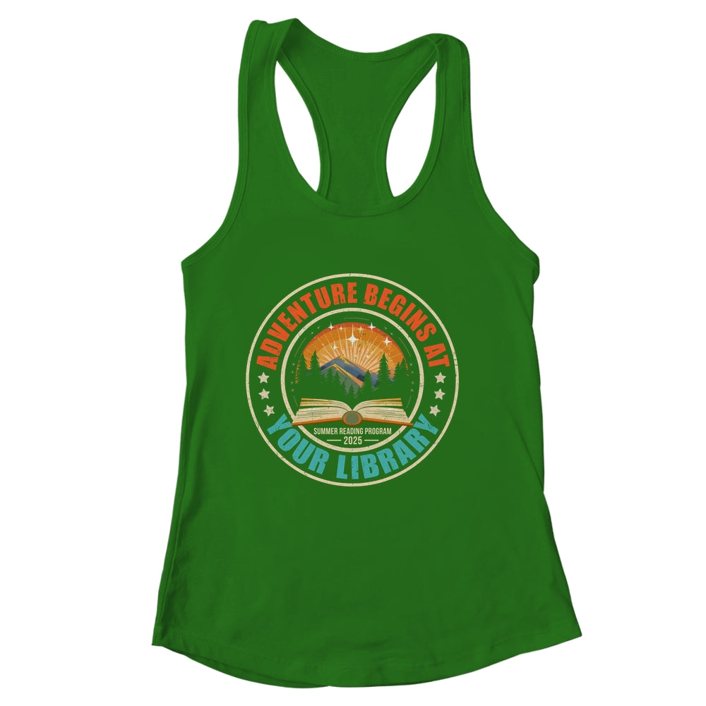 Adventure Begins Library Summer Reading Program 2025 Retro Shirt & Tank Top | siriusteestore