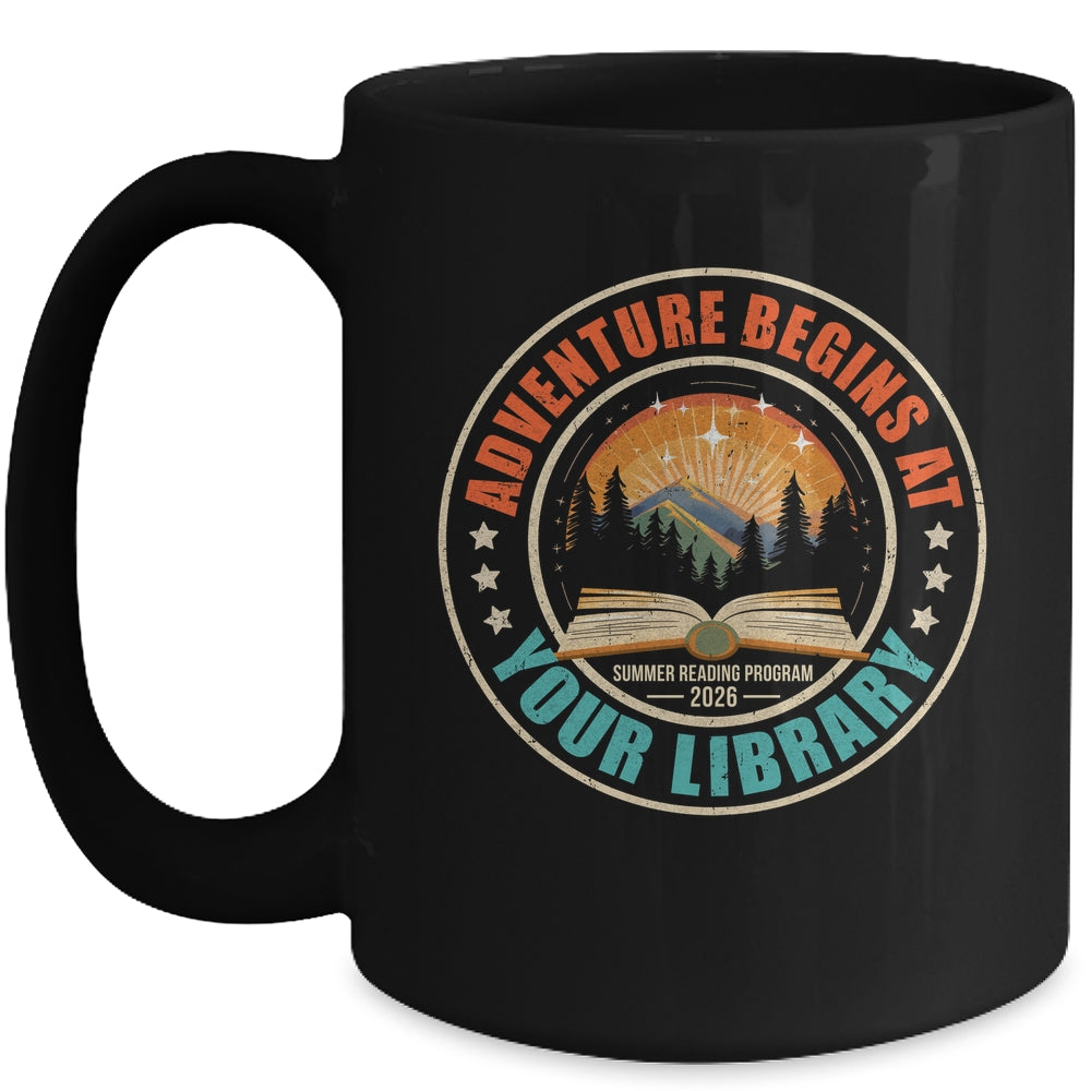 Adventure Begins Library Summer Reading Program 2026 Retro Mug | siriusteestore