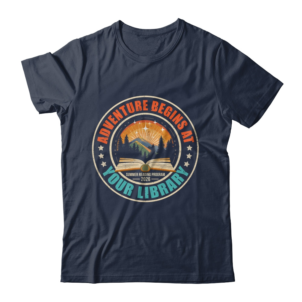 Adventure Begins Library Summer Reading Program 2026 Retro Shirt & Hoodie | siriusteestore