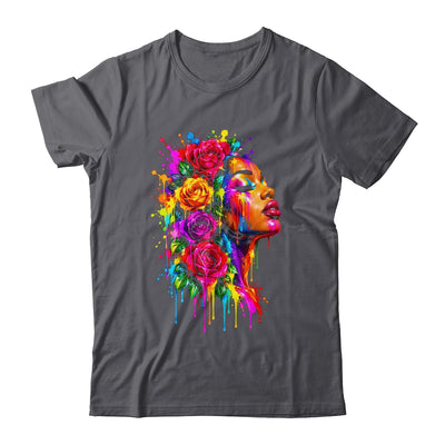 African Afro Woman Color Painted Face Floral Dripping Women Shirt & Tank Top | siriusteestore