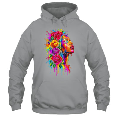 African Afro Woman Color Painted Face Floral Dripping Women Shirt & Tank Top | siriusteestore