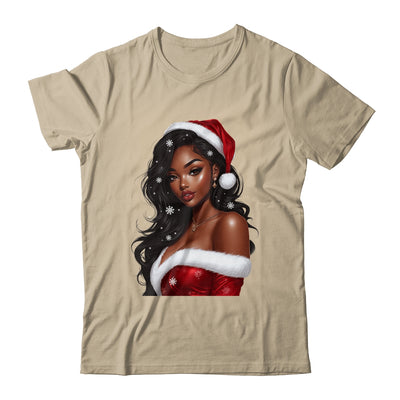 African American Afro Girl Melanin Santa Claus Christmas Shirt & Sweatshirt | siriusteestore