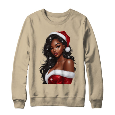 African American Afro Girl Melanin Santa Claus Christmas Shirt & Sweatshirt | siriusteestore
