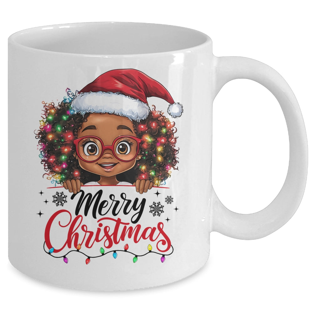 African American Merry Christmas African Black Afro Girls Mug | siriusteestore