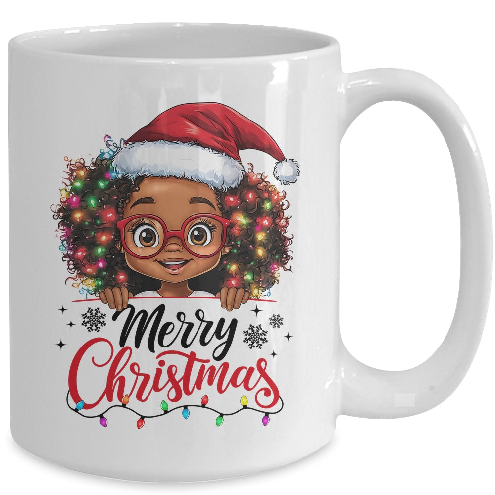 African American Merry Christmas African Black Afro Girls Mug | siriusteestore