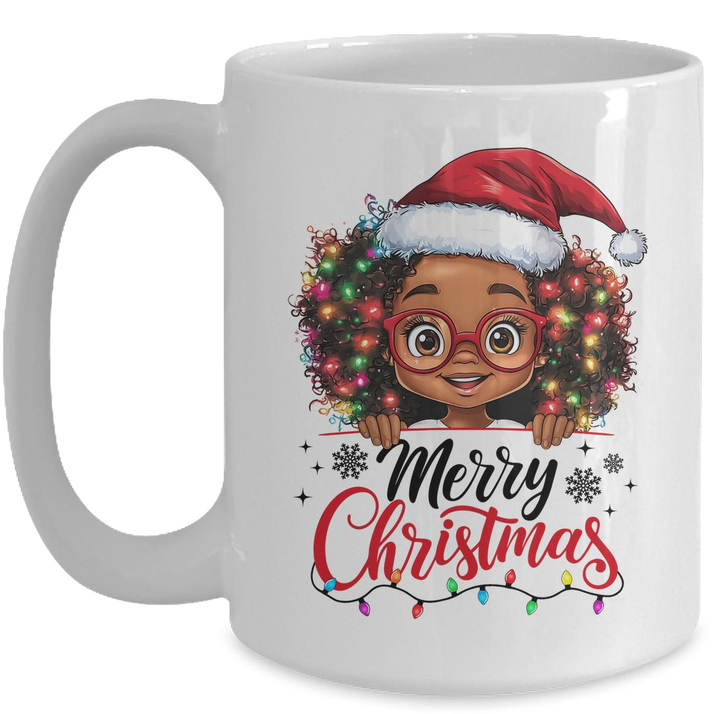 African American Merry Christmas African Black Afro Girls Mug | siriusteestore