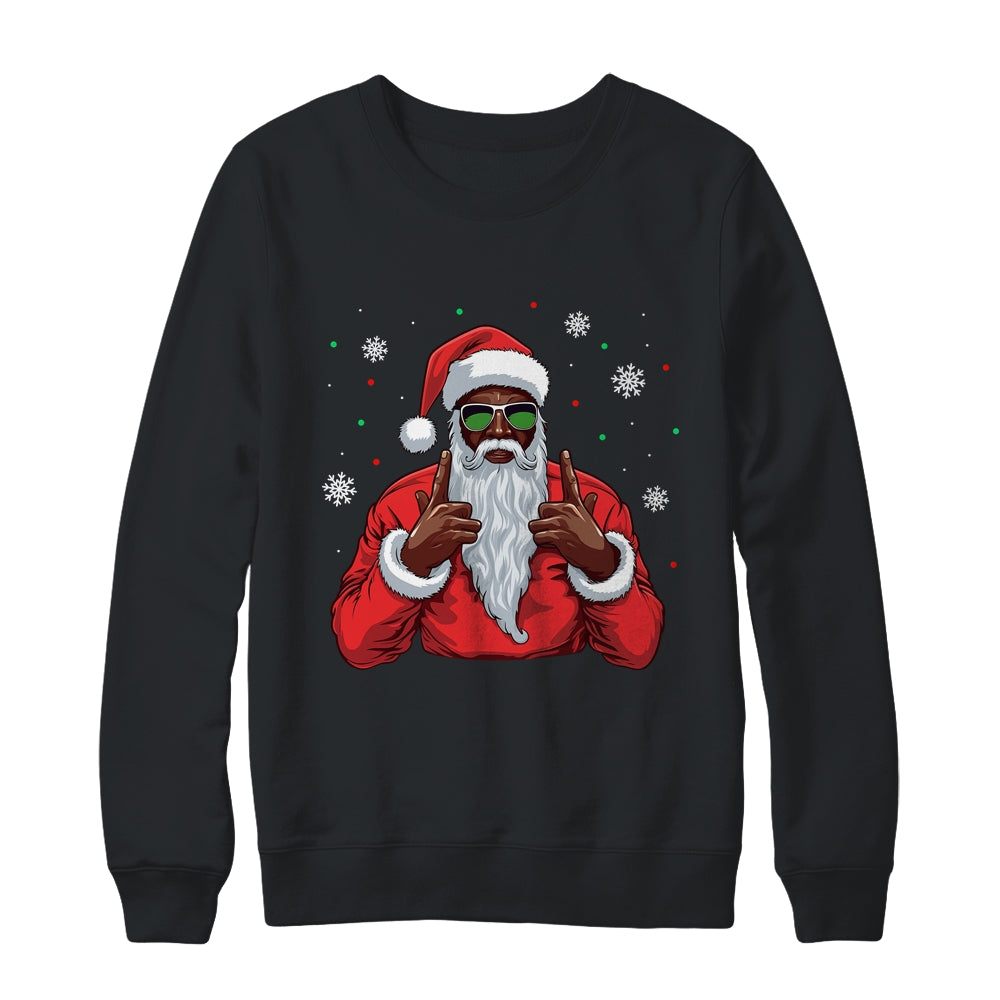 African American Santa Christmas Afro Cool Black Shirt & Sweatshirt | siriusteestore